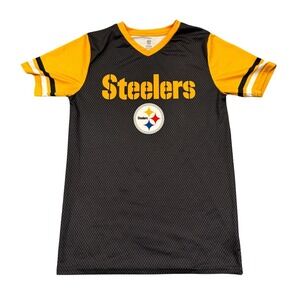 Kids Pittsburgh Steelers NFL Jersey Youth Size 12/14 Black Yellow V-Neck